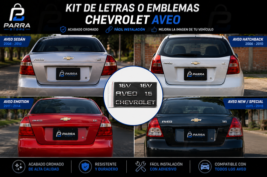 KIT DE LETRAS O EMBLEMAS CHEVROLET AVEO