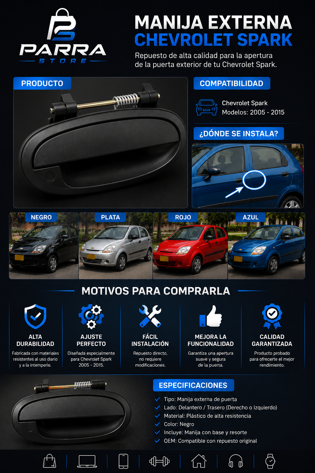 MANILLA EXTERNA DE CHEVROLET SPARK