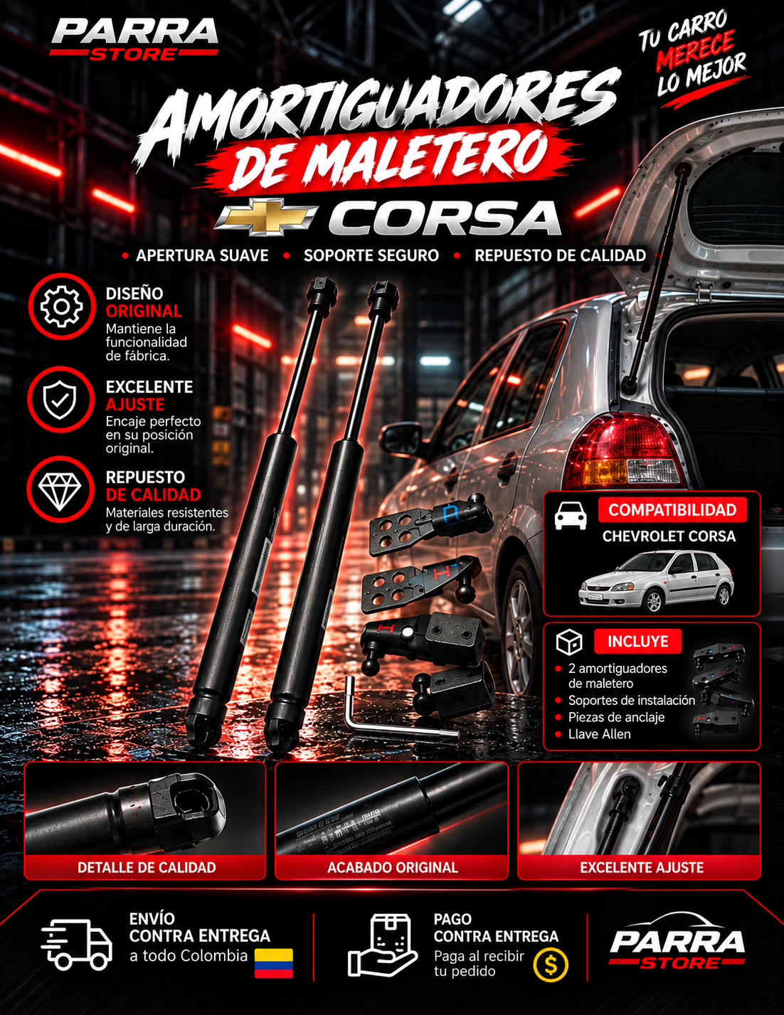 AMORTIGUADORES DE BAÚL PARA CORSA