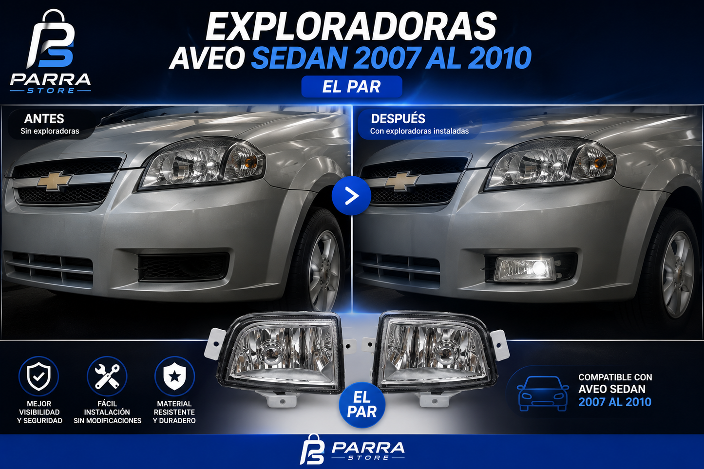 EXPLORADORAS  DE AVEO SEDAN 2007-2010 (PAR)