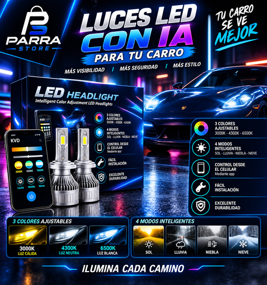 LUCES LED CON IA PARA TU CARRO| 3 COLORES,  4 MODOS | PAGA AL RECIBIR