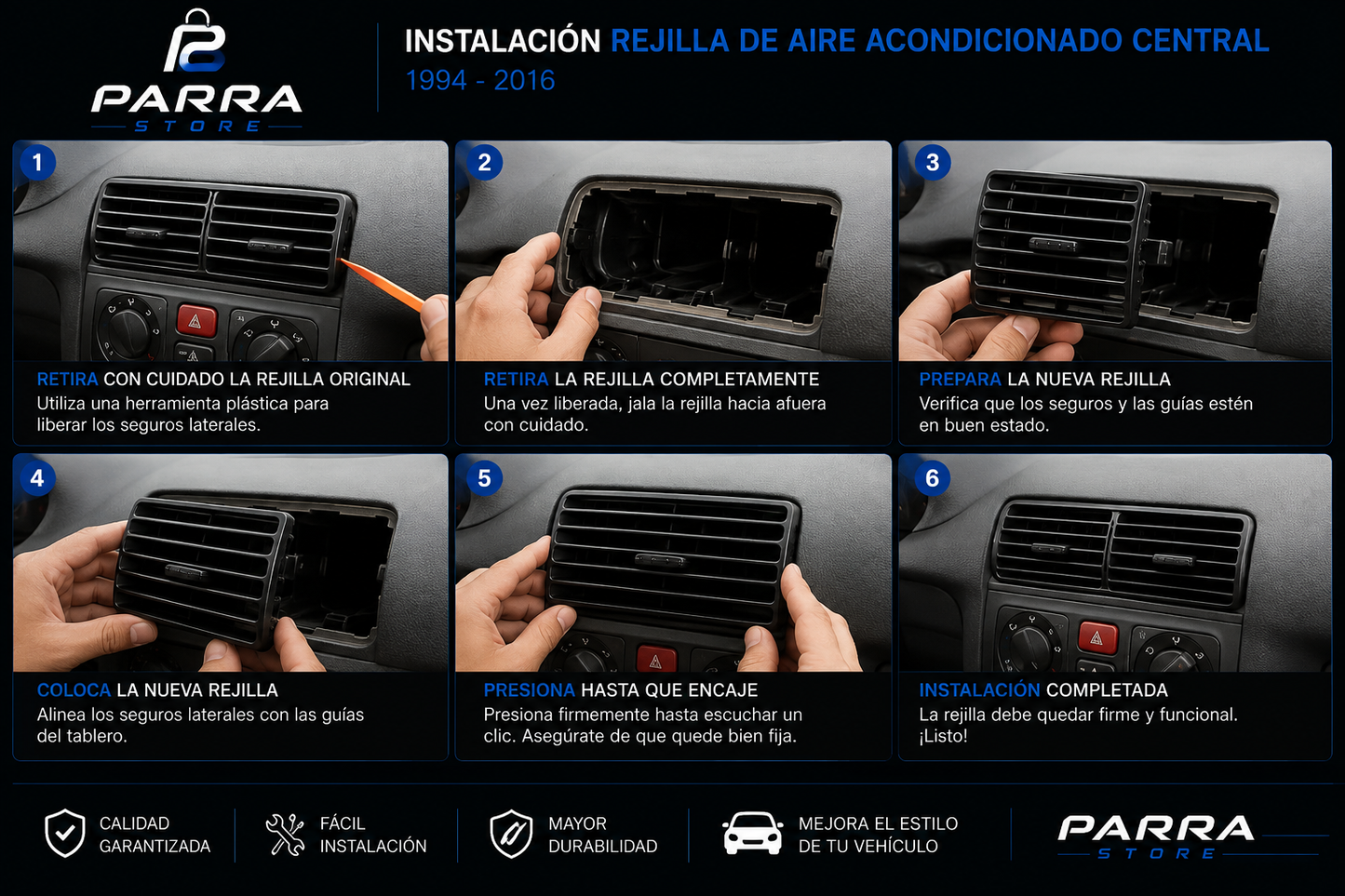 REJILLA DE AIRE ACONDICIONADO CORSA 1994-2016