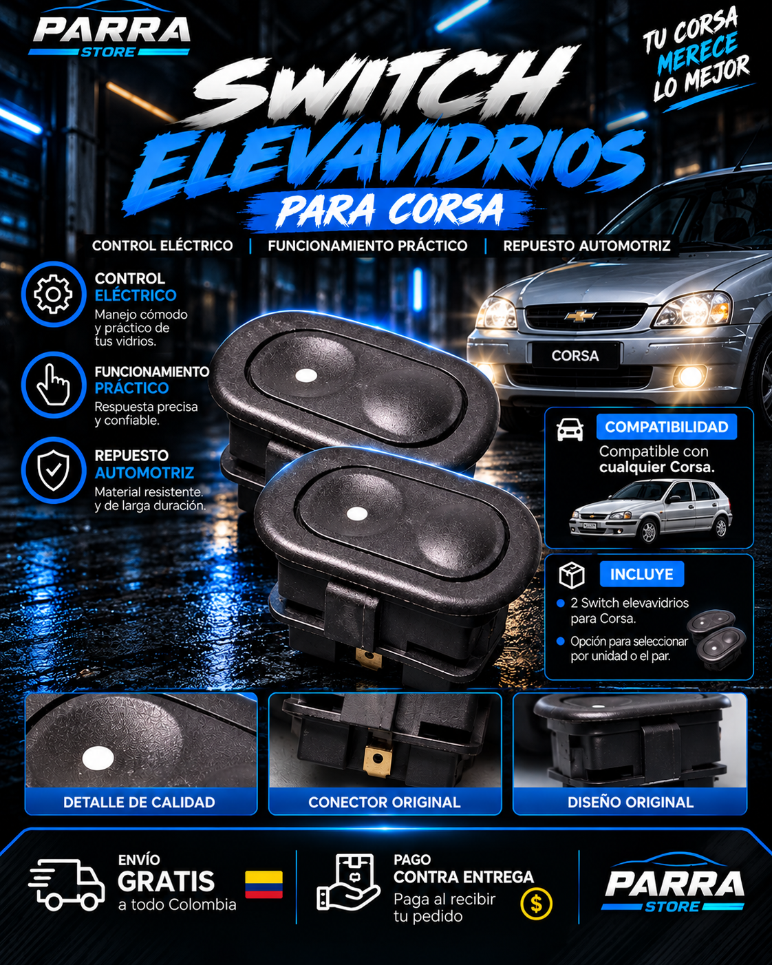 SWITCH ELEVAVIDRIOS PARA CORSA