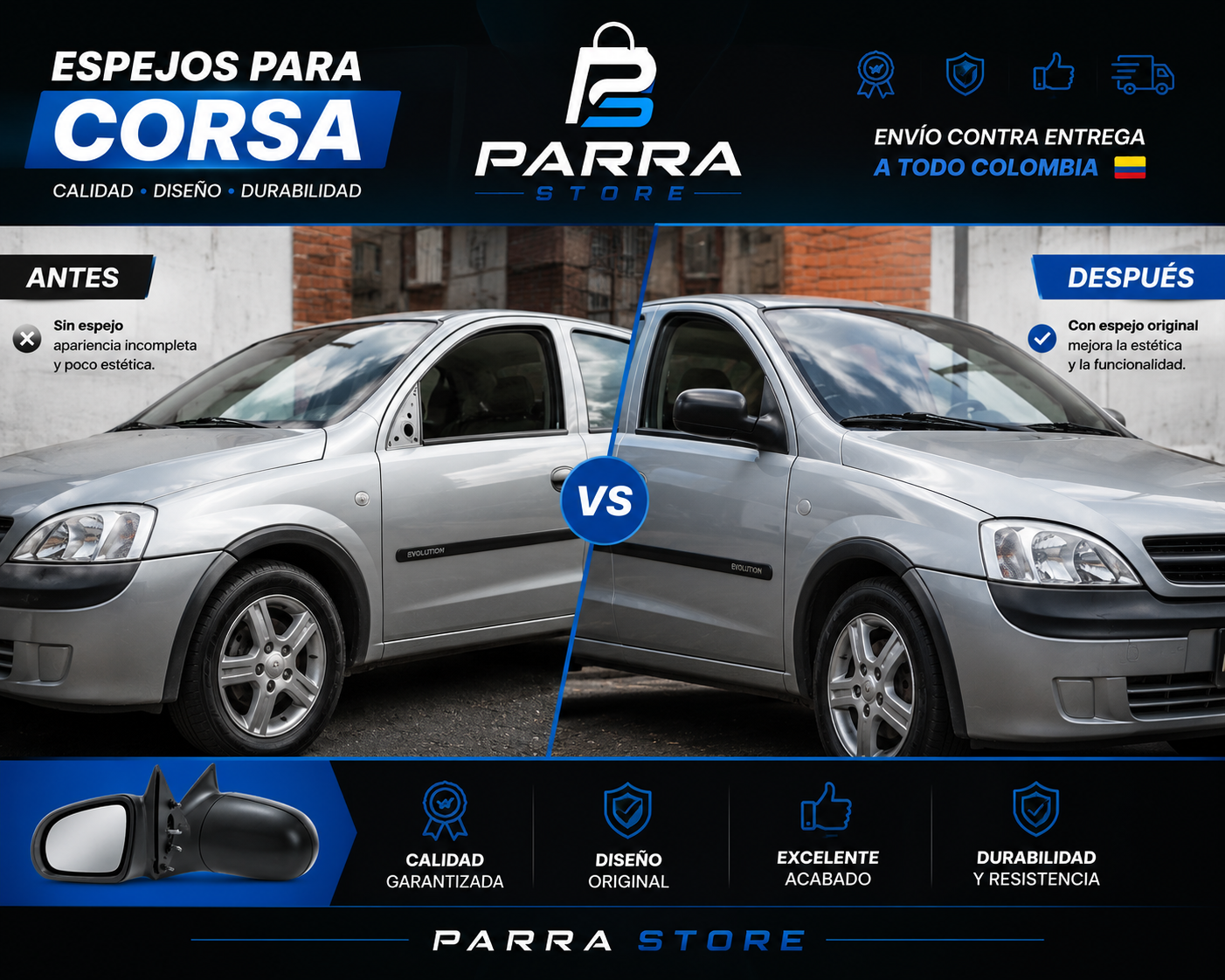 ESPEJO PARA CORSA (UNIDAD)