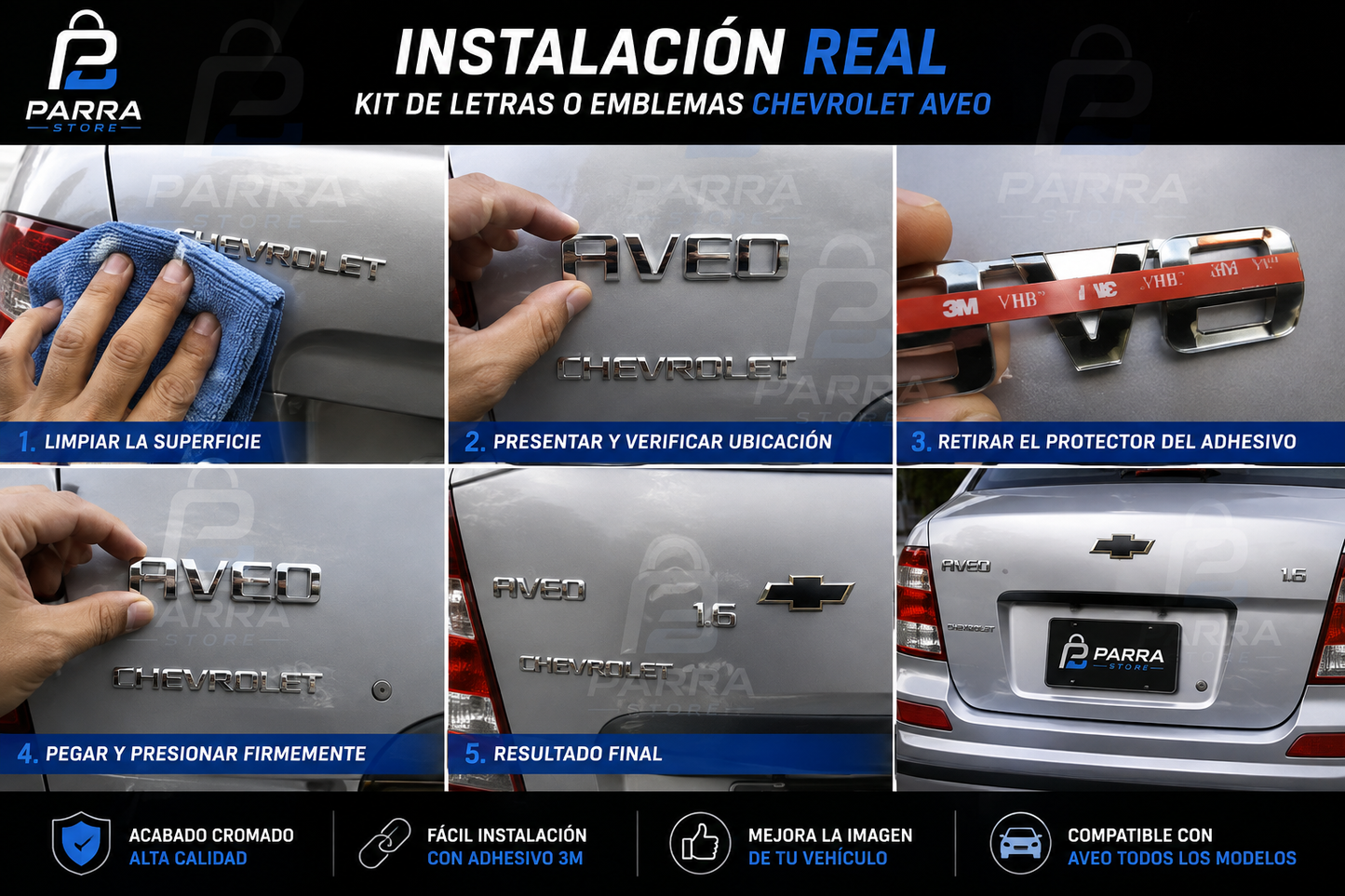 KIT DE LETRAS O EMBLEMAS CHEVROLET AVEO
